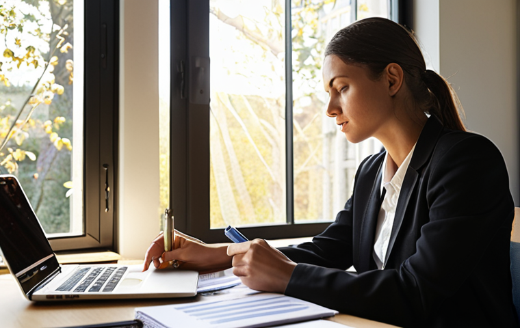 **Image:** A consultant sitting in a modern office, thoughtfully journaling amidst scattered papers and a laptop. Sunlight streams through a window. A 360-degree feedback form lays nearby. **Prompt:** "Professional consultant, self-reflection, journaling, 360-degree feedback, modern office, sunlight, thoughtful expression. Focus on personal development and learning from past projects."