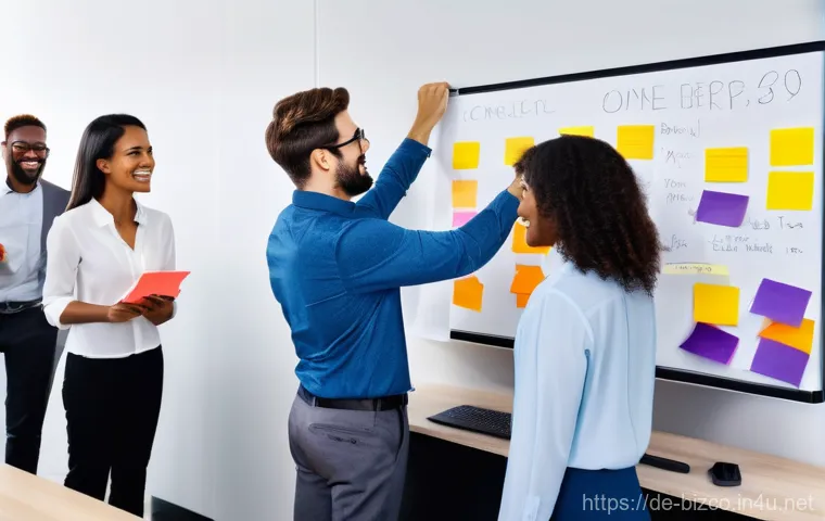 기업경영지도사 실무 중심의 학습법 - **Prompt: "A dynamic, candid photograph of a diverse team of young business consultants (late 20s to...