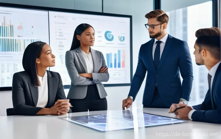 기업경영지도사 관련 산업 트렌드 - **AI-Powered Strategic Consulting**
    A highly detailed, photorealistic image of a diverse group o...