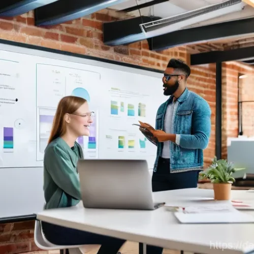 기업경영지도사 자격증과 취업 전략 - **Dynamic Collaboration in a Modern Workspace:** A diverse group of young professionals, dressed in ...